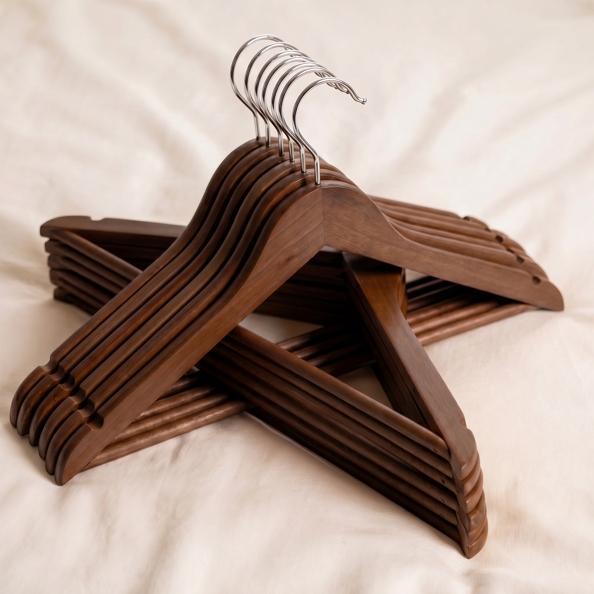 Virelle | Wooden Hangers Dark – Set of 6