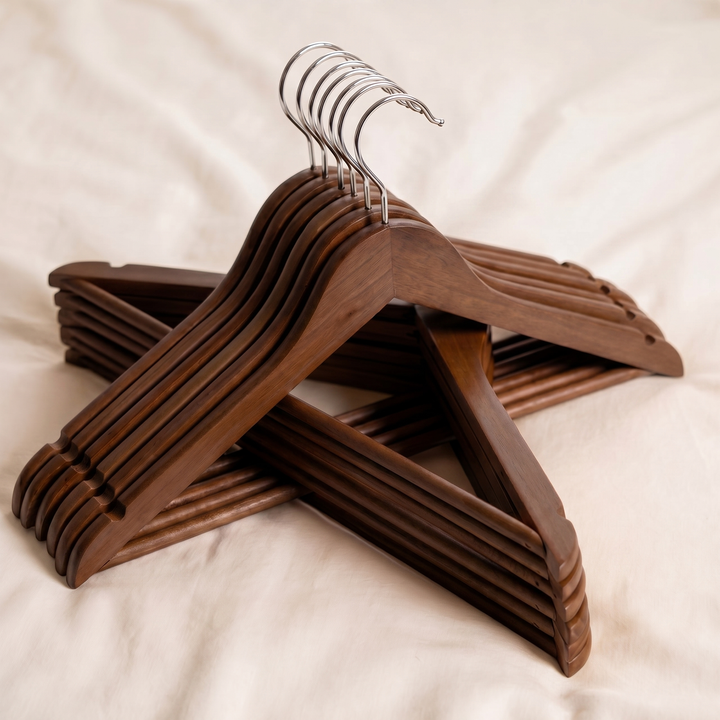 Virelle | Wooden Hangers Dark – Set of 6